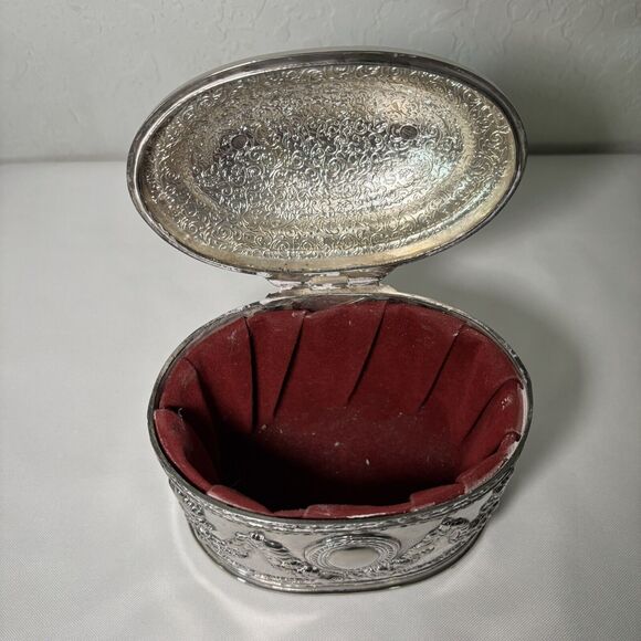 Vintage Silver Plate Trinket Jewelry Case - Picture 5 of 12